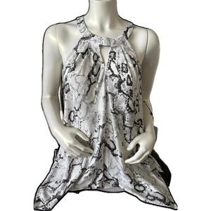 NWT Laundry by Shelli Segal Manda Asymmetrical Stylish Snake Print Halter Top XL